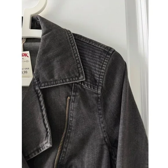 Free People James Dean Cropped Moto Denim Jacket - Washed Black - Size M - NWT - Picture 7 of 13